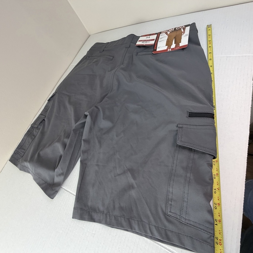 Iron Co Men's Stretch Tech Cargo Short Size 34 Greyhound Gray Sporty Golf - Picture 5 of 16